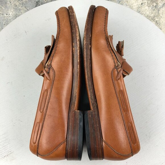 SAS Men\'s Size 8N Brown Leather Genuine Handsewn Kiltie Tassel Slip On Loafers main image 5